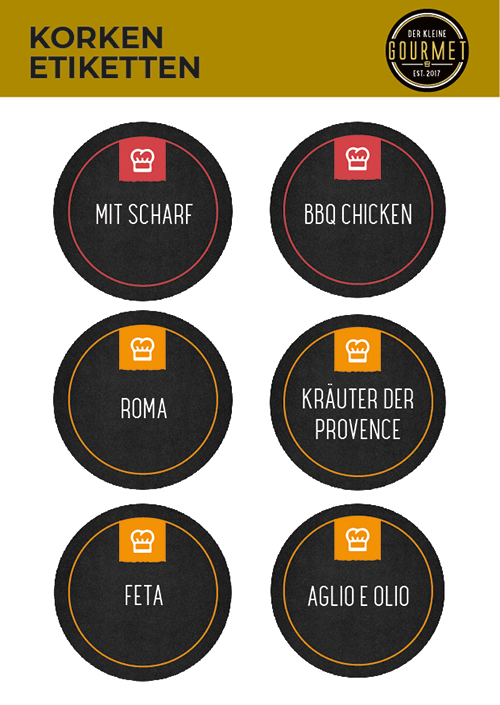 Bedruckte Korkenetiketten