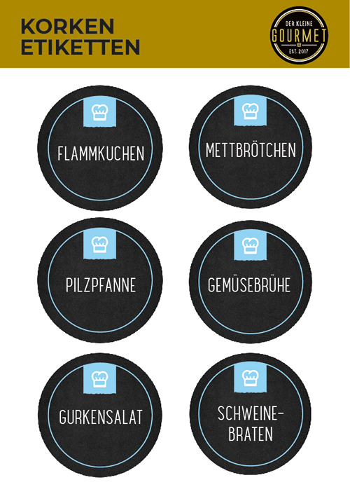 Bedruckte Korkenetiketten